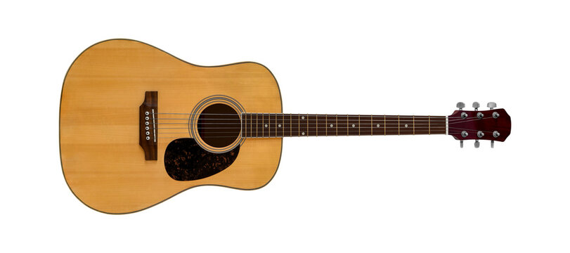 acoustic guitar isolated on white background