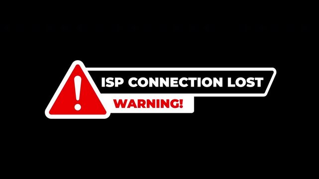 Isp Connection Lost Warning Symbol Animation With Red Hazard Icon For System Alert Of Danger On Black