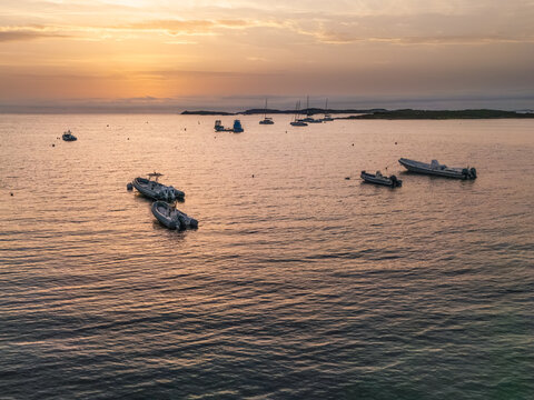 Boats mooring in Hameau de Piantarella sunset in Corsica