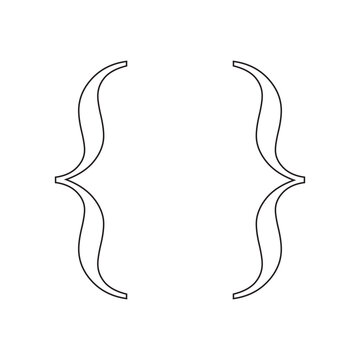 Bracket curly brace icon symbol. Black line style Typography vector illustration Isolated on white background.