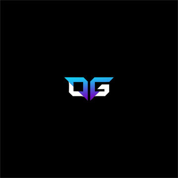 Geometric DG lettermark monogram in a futuristic, angular style, perfect for competitive esports, video game branding, tech startups, and digital entertainment, conveying speed, technology, power,