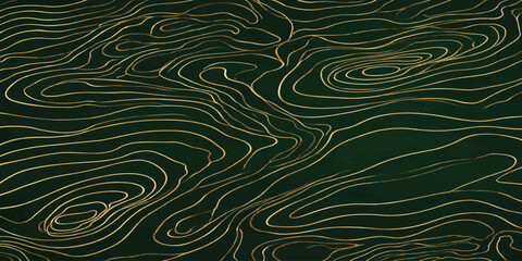 Abstract deep green background with flowing gold dotted topographic lines abstract topographic contours background geometric cartography navigation geography creative wallpaper illustration © MOHAMAD