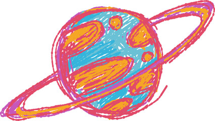 Crayon Saturn Planet © klyaksun