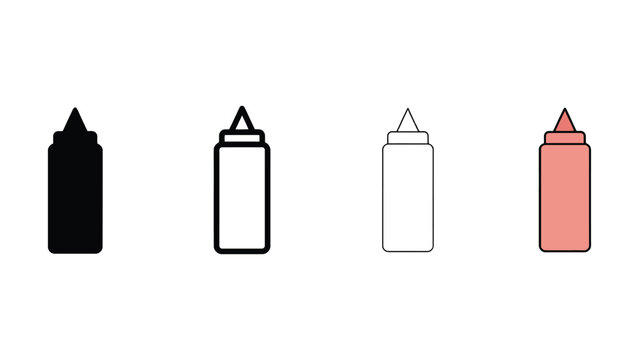 Four squeeze bottles in different colors side by side