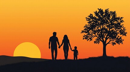Fototapeta premium Family Sunset Walk