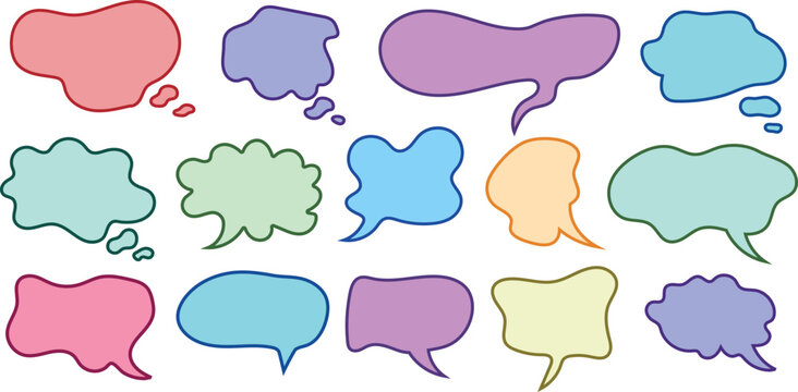 Colorful cartoon speech bubbles for comics and conversations