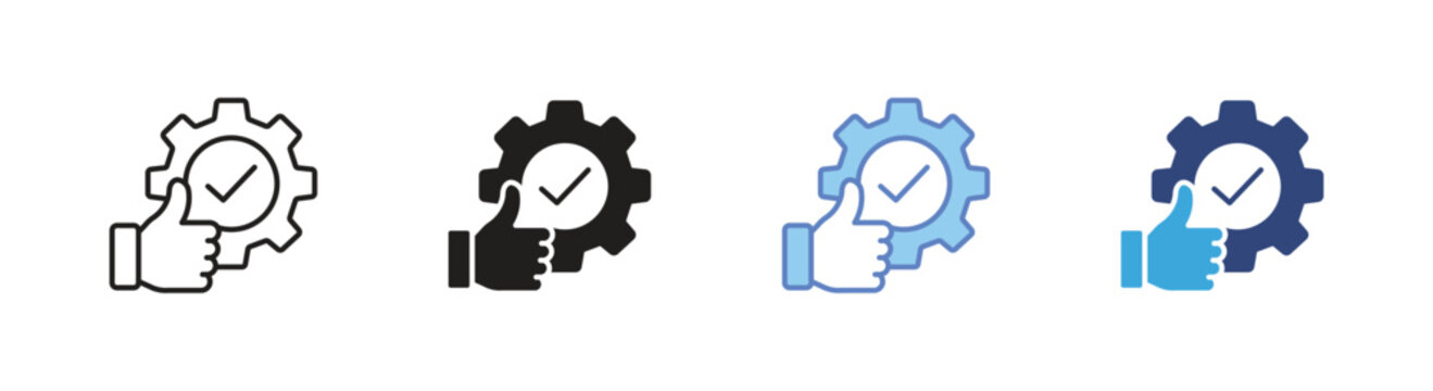 Reliability quality control icon set, Assurance and inspection symbols, Quality management vector icons, Performance verification signs, Compliance check vector icons