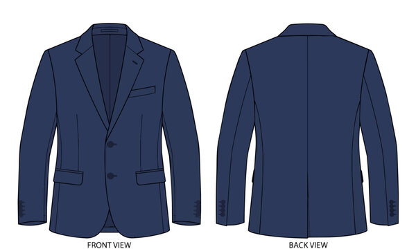 Men's two-button blazer technical flat fashion sketch