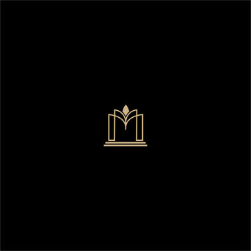 Elegant line art monogram merging an open book with a classic gate archway, designed for premium publishing, university libraries, law firms, and high-end educational consulting portal identity