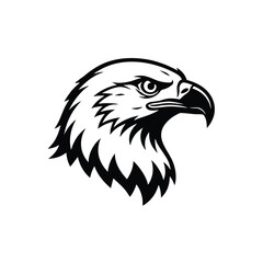 Fototapeta premium Stylized black and white vector illustration of an eagle head perfect for a powerful mascot logo or emblem design representing strength and freedom