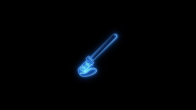 Glowing blue saber sword with hilt on black background glowing sword neon light futuristic sci-fi prop