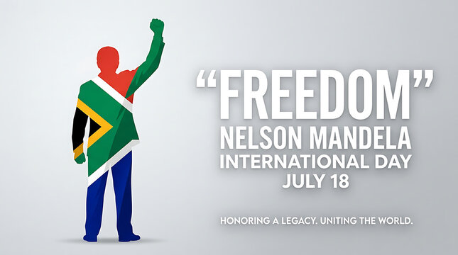 Freedom concept poster for international nelson mandela day with raised fist