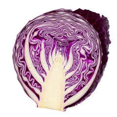 Obraz premium cross section of purple cabbage with layered leaves isolated on transparent background