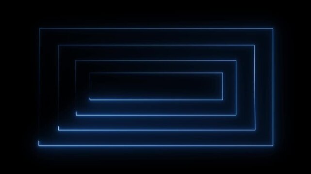 Abstract blue glowing rectangle lines forming a maze pattern animation.