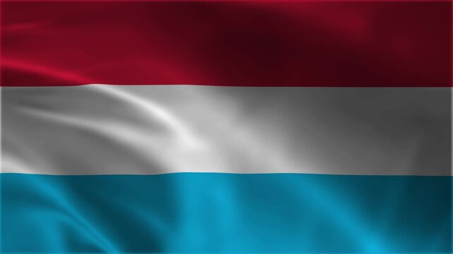 Luxembourg national flag waving in loop animation background, detailed texture on the red white and light blue horizontal tricolor banner, grand duchy of luxembourg patriotic symbol graphic video.