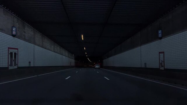 Amsterdam Netherlands highway, Cars on an Amsterdam motorway entering a tunnel beneath an overpass