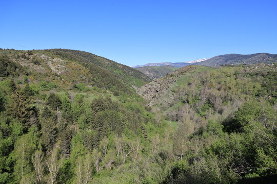 Landscape of the Cerdagne high plateau is a vast, sun-drenched valley in the eastern Pyrenees, France
