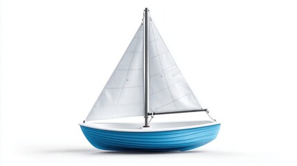 Fototapeta premium Small sailboat against clean white backdrop