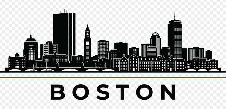 Boston city skyline silhouette vector illustration