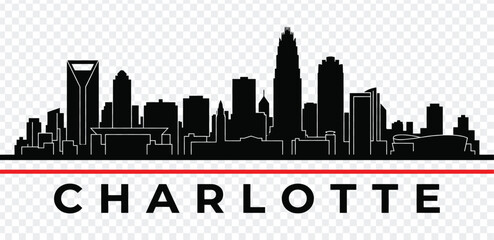 Charlotte north carolina skyline silhouette vector illustration © MstSabina
