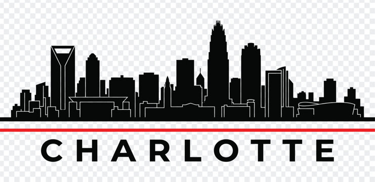 Charlotte north carolina skyline silhouette vector illustration