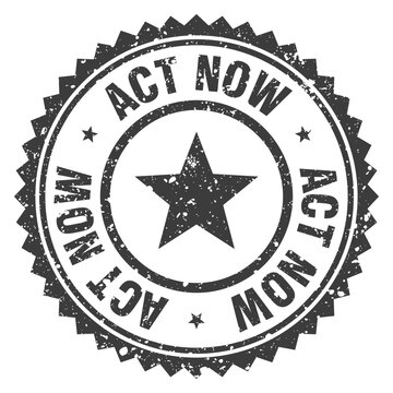 act now black grunge round stamp. act now stamp