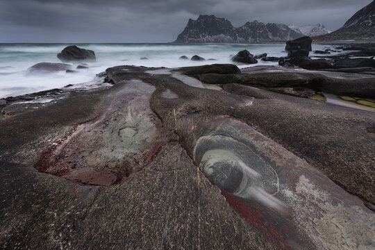 Uttakleiv Beach in Lofoten islands, Norway