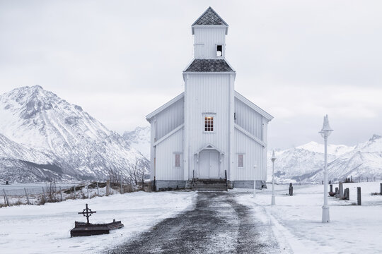 Gimsoy Kirke in Lofoten islands, Norway