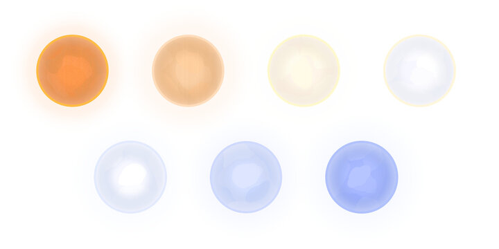 OBAFGKM Stellar Classification Set Isolated on Transparent Background &ndash; OBAFGKM Stars Illustration