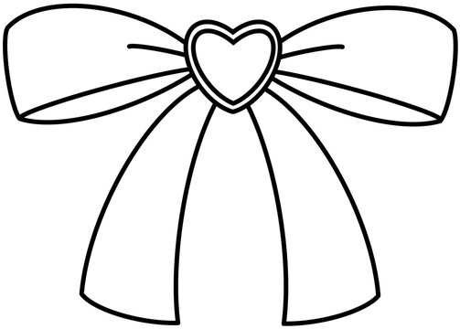 Cute Heart Bow Outline