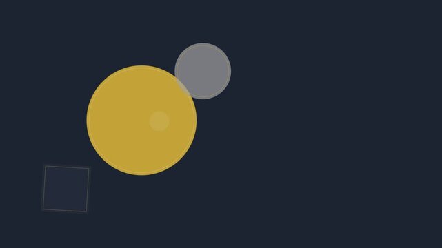 Abstract geometric shapes background with gold and gray circles and dark square