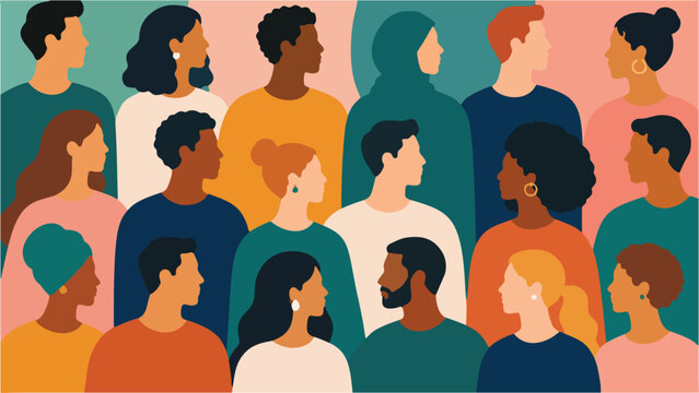 Multicultural Community Crowd Portrait Diversity and Inclusion People Vector Illustration