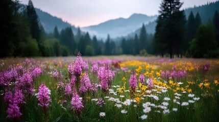 Fototapeta premium Wildflower meadow landscape scenic nature beauty
