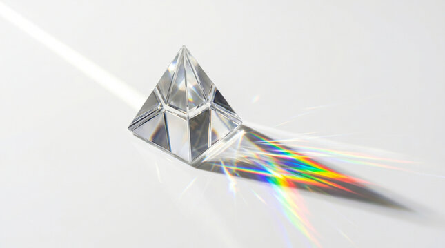 Diamond prism refracting light into rainbow colors