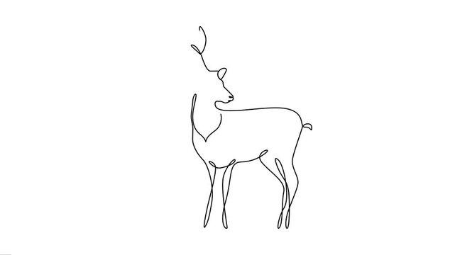 Continuous Line Art Animation of Deer Standing Profile