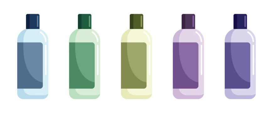 Collection of beauty cosmetic skincare bottles for lotion cream spa package product concepts graphic isolated vector illustration