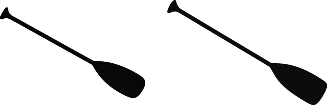 Boat paddle vector silhouette icon set featuring black canoe and kayak oars isolated on a plain white backgroundBoat paddle vector silhouette icon set featuring black canoe and kayak oars isolated on 