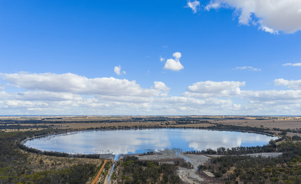 view across Lake Ewlyamartup with reflections in the water