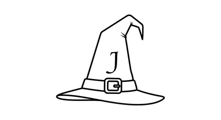 Obraz premium Witch hat icon with a letter J buckle.