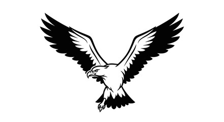 Obraz premium Detailed black eagle silhouette with wide spread wings
