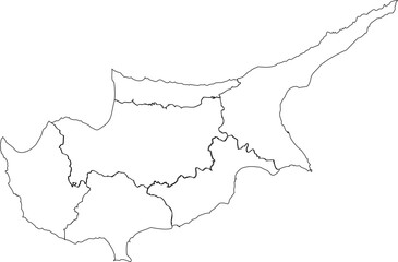 Fototapeta premium Cyprus blank outline map with regional district borders