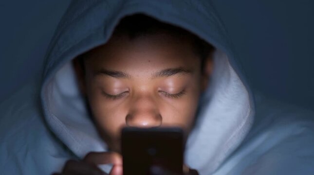 Sleepy bored light Brown teen is doomscrolling