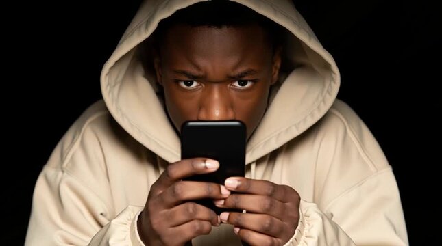 African American light Brown adolescent who is a content creator on social media is replying on comments from his followers