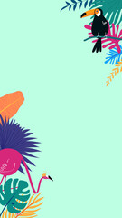 Colorful tropical bird iPhone wallpaper, green design © Rawpixel.com