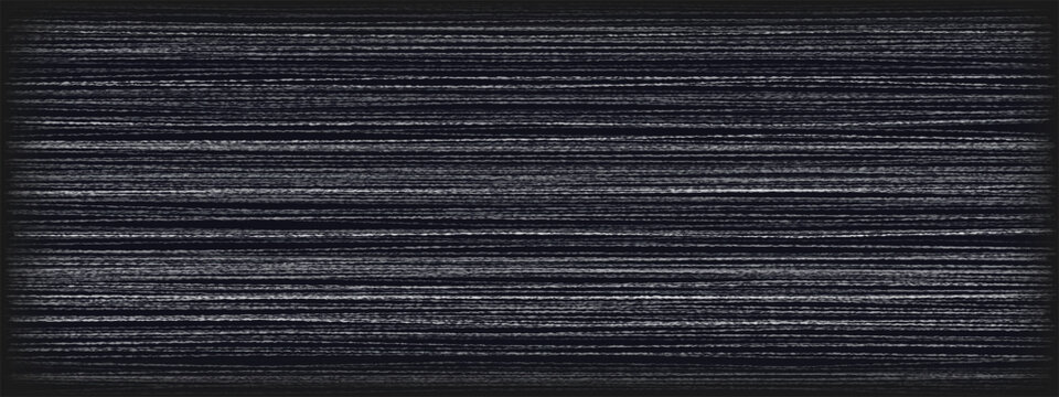  Gray static noise texture on dark backdrop. Horizontal lines, scratches, distortion, interference across glitchy surface. Vector retro VHS effect. Overlay for TV, screen, grunge, vintage template.