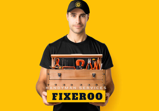 Handyman Service Mockup With Toolbox And Tools PSD