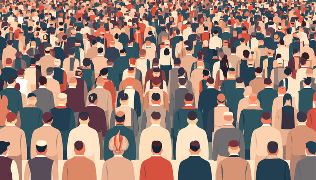 A vast crowd of diverse people seen from behind, illustrating a large gathering or community.