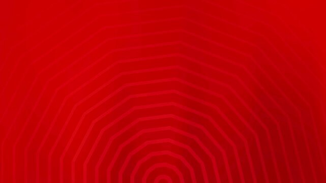 Abstract red background with concentric geometric shapes and radial lines pattern