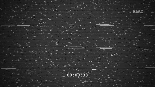 Digital video static noise background with recording time display