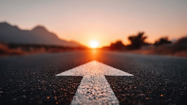 Directional path leading to a beautiful golden sunset